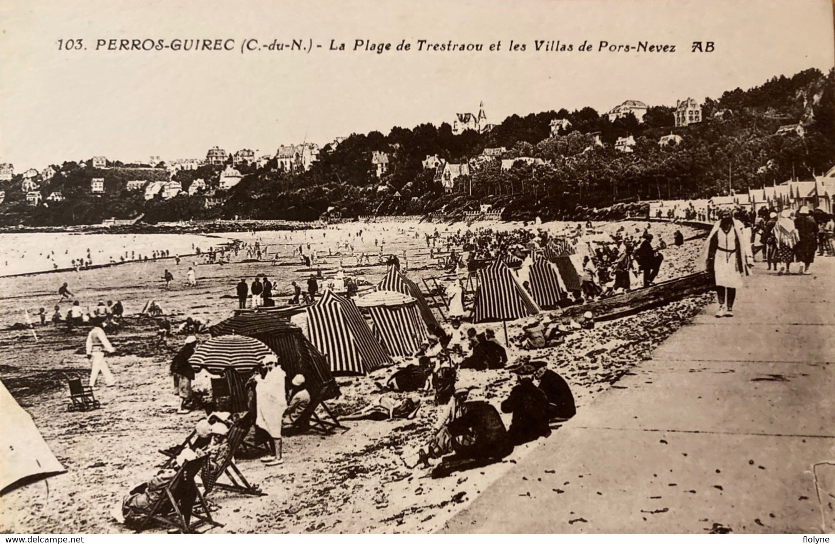 Perros Guirec - La Plage De Trestraou Et Les Villas De Pors Nevez - Perros-Guirec