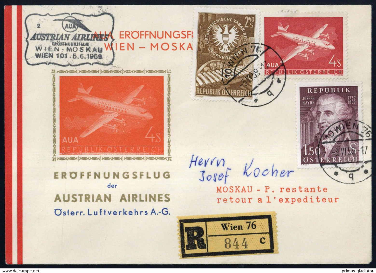 1959, Österreich, ANK 18, Brief - Oblitérations Mécaniques