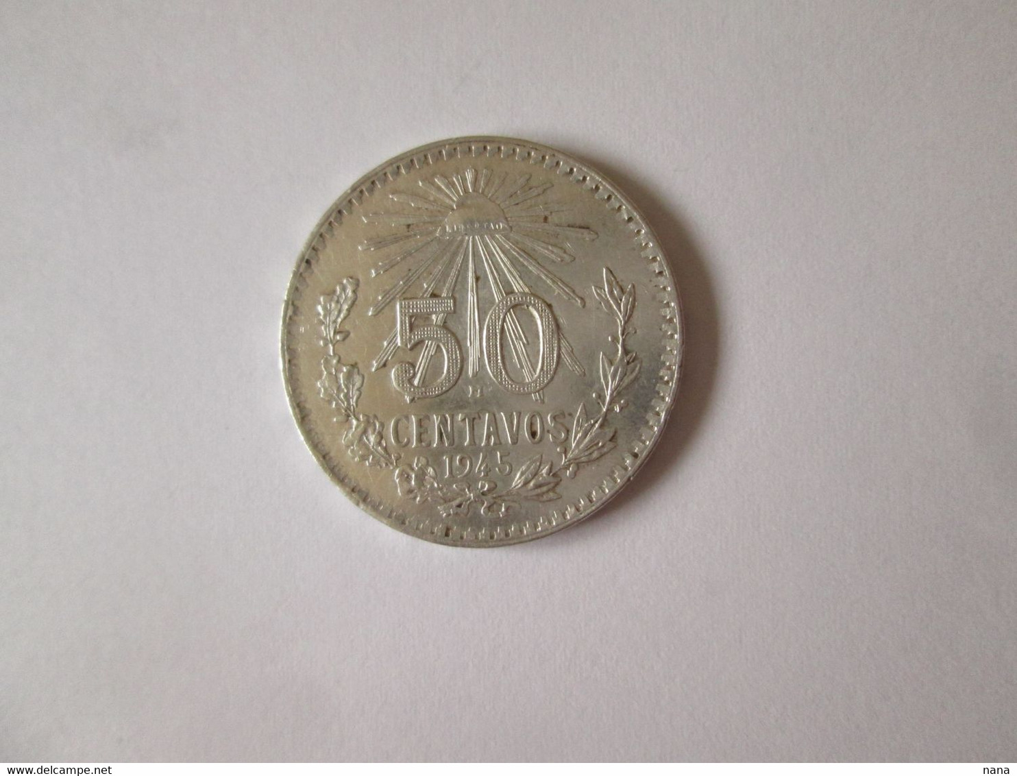 Mexico 50 Centavos 1945 Silver Coin/Argent See Pictures - Mexique