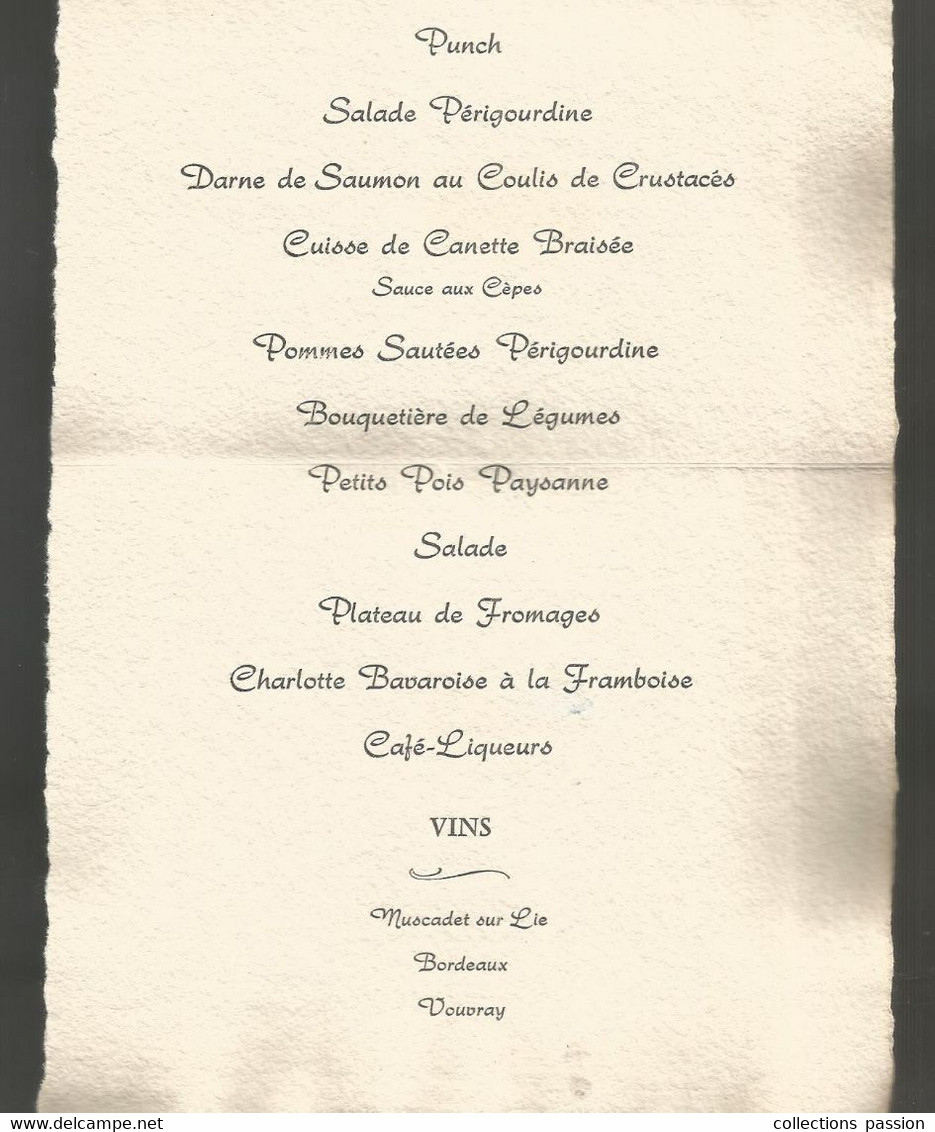 MENU, 1987 , Cachet De Cire,300 X 150 Mm Ouvert, 3 Scans ,frais Fr 1.75 E - Menus