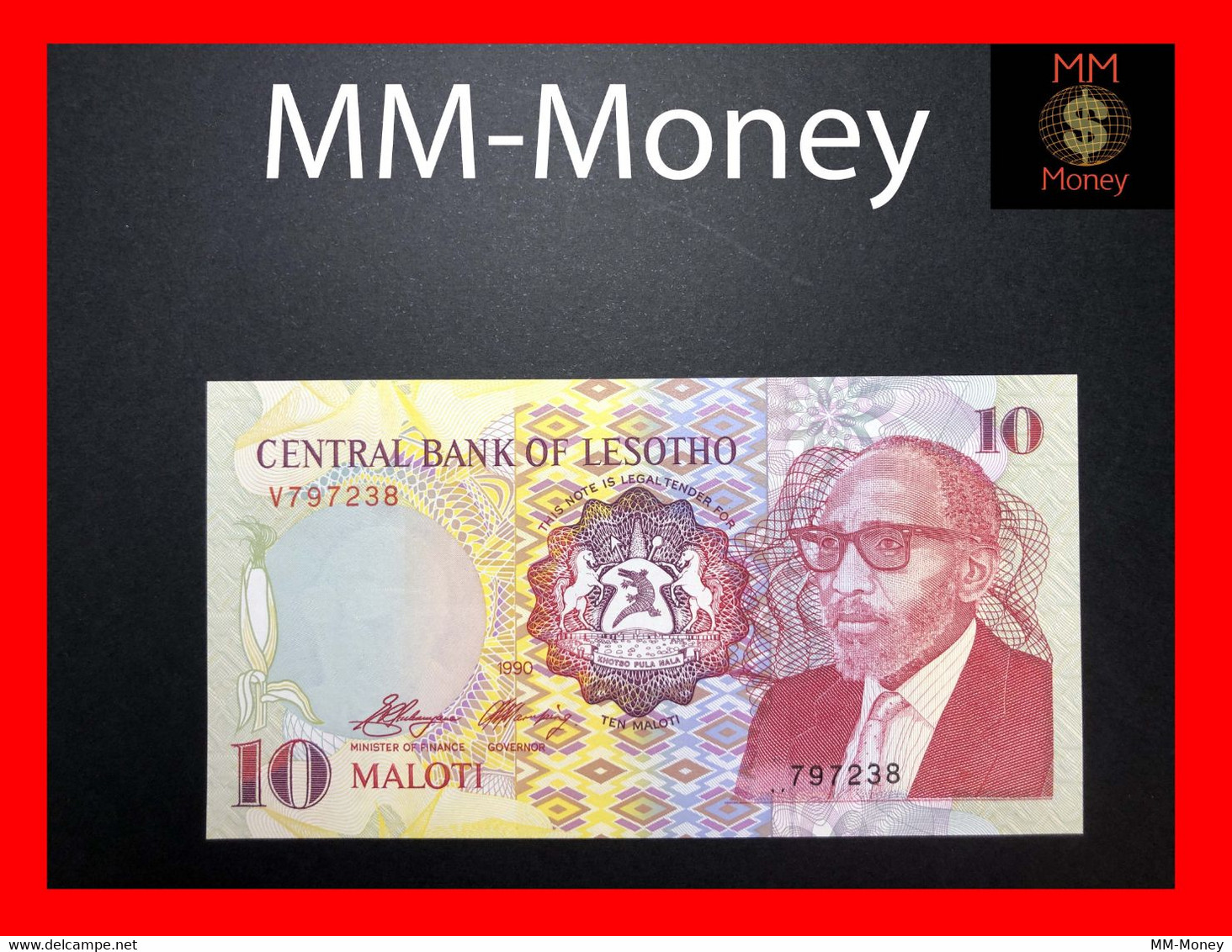 LESOTHO 10  Maloti 1990  P. 11   **ERROR**   Missing “V” Prefix On Lower Serial    *RARE*   UNC - Lesotho