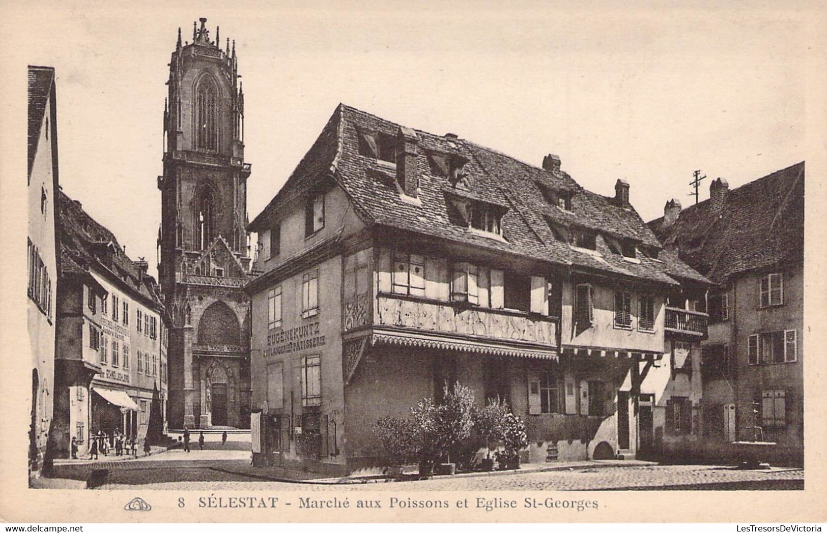 CPA - 67 - SELESTAT - Marché Aux Poissons Et Eglise St Georges - Cie Alsacienne Des Arts Photomécaniques - Selestat