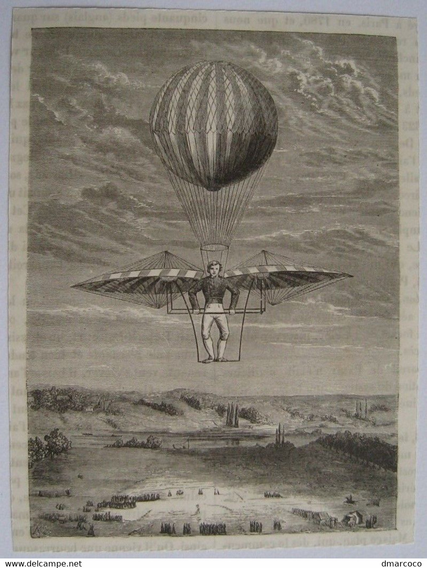 Montgolfière : Appareil De Deghen. Gravure Ancienne Machine Volante Paris 1812 - Other & Unclassified