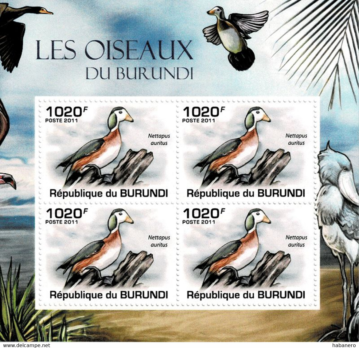 BURUNDI 2011 Mi 2011A KLB BIRDS AFRICAN PYGMEE GOOSE MINT MINIATURE SHEET ** - Oies