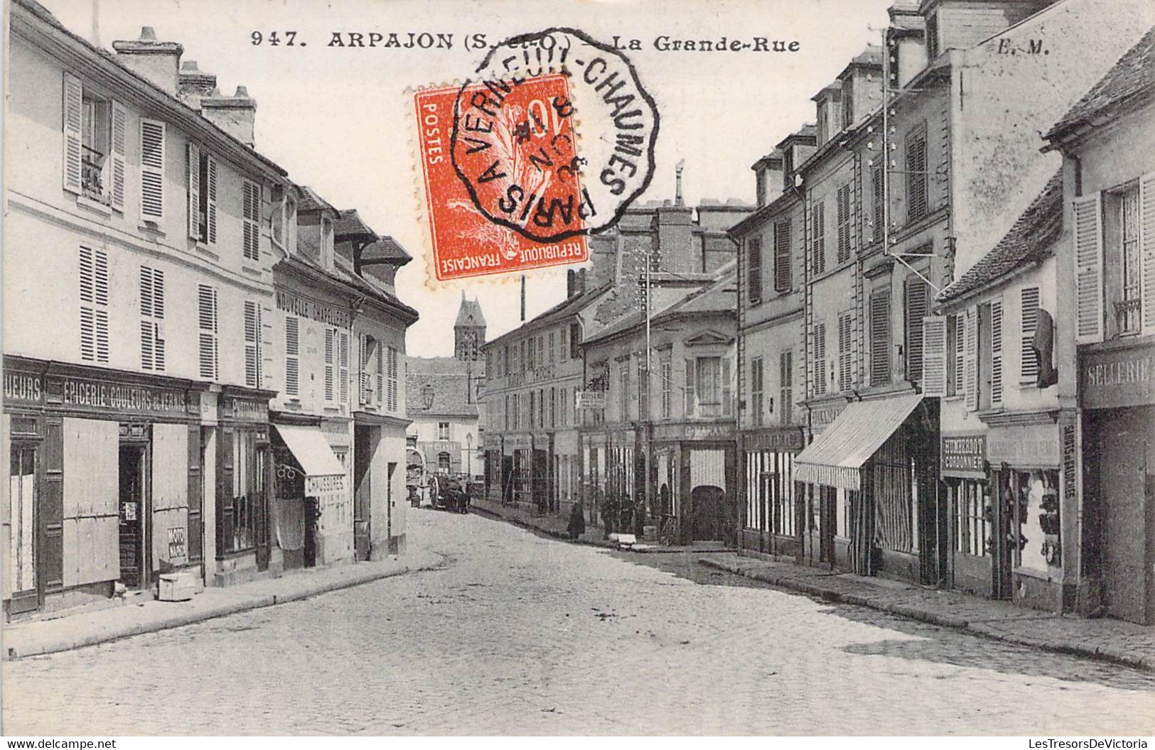 CPA - 91 - ARPAJON - La Grande Rue - Commerces - F. MALCUIT PARIS - Arpajon