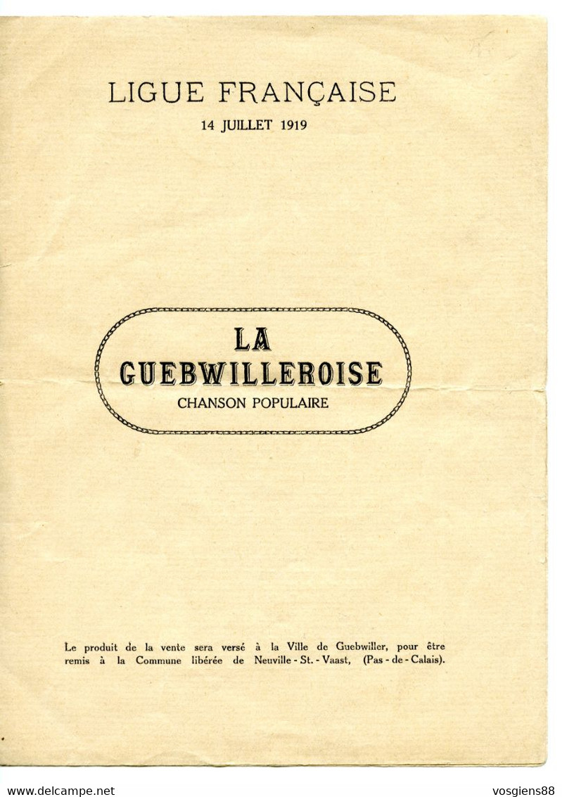 68 Guebwiller Chanson Populaire 1919 - Theatre, Fancy Dresses & Costumes