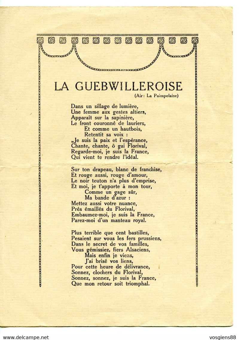 68 Guebwiller Chanson Populaire 1919 - Theatre, Fancy Dresses & Costumes