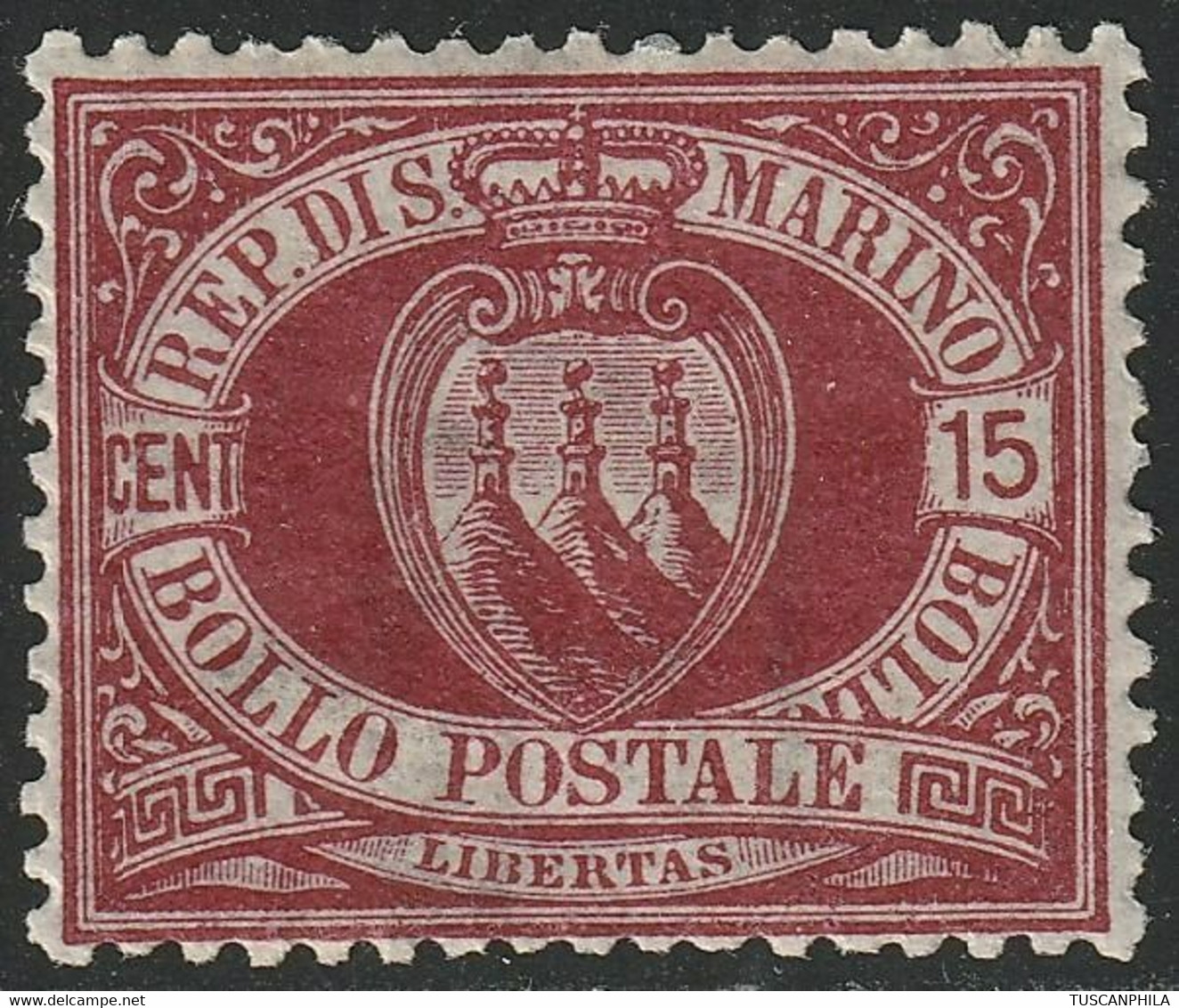 1892/94 - III^ Em. 15 C. Carminio Bruno Centrato Integro Raro Lusso - Sassone N.15 - Neufs