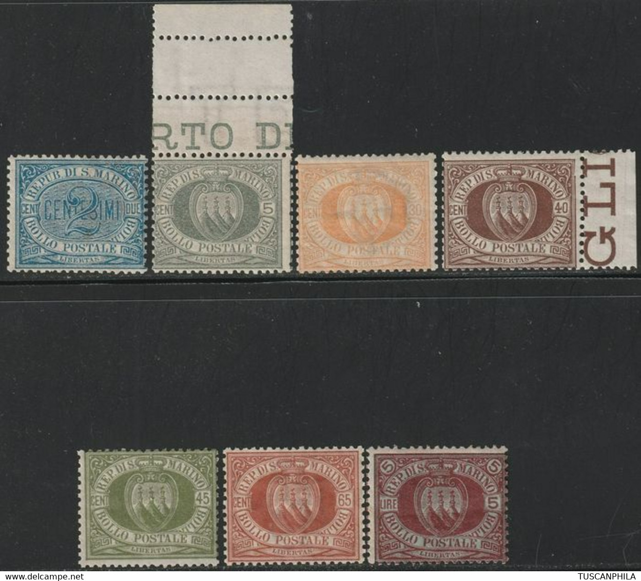 1892/94 - III^ Em. Serie Di 7 Valori Integri Lusso - Sassone N.12/13+16/19+22 - Neufs