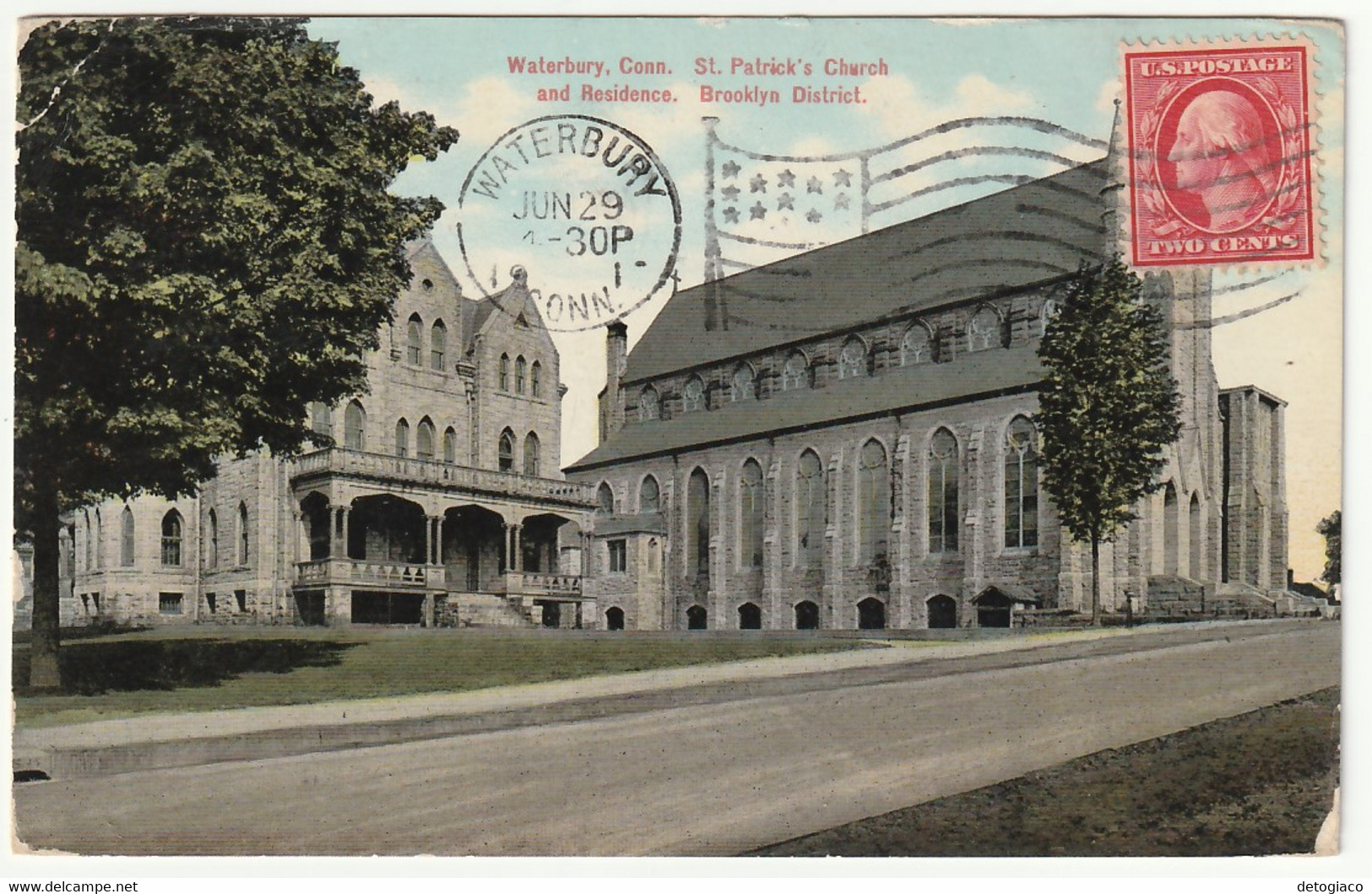 WATERBURY - CONN. - UNITED STATES - ST. PATRICK'S CHURCH AND RESIDENCE - VIAGG. 1910 -89112- - Waterbury