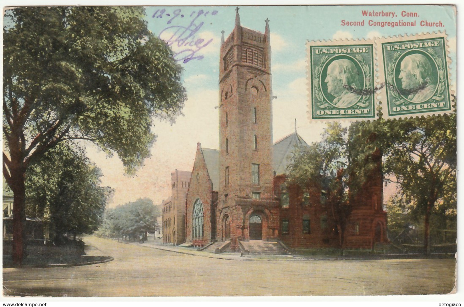 WATERBURY - CONN. - UNITED STATES - SECOND CONGREGATIONAL CHURCH - VIAGG. 1910 -89113- - Waterbury