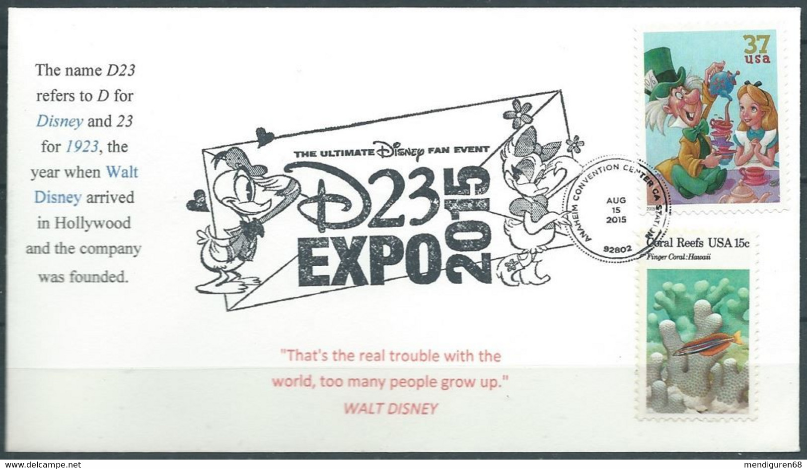 VERINIGTE STAATEN ETATS UNIS USA 2015 THE ULTIMATE DISNEY FAN EVENT FDC - 2011-...