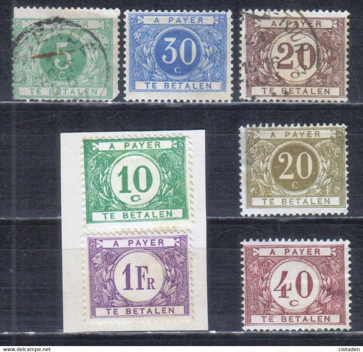 Belgique  - 1918 à 1922  Timbres Taxe - 7 Timbres - Autres & Non Classés