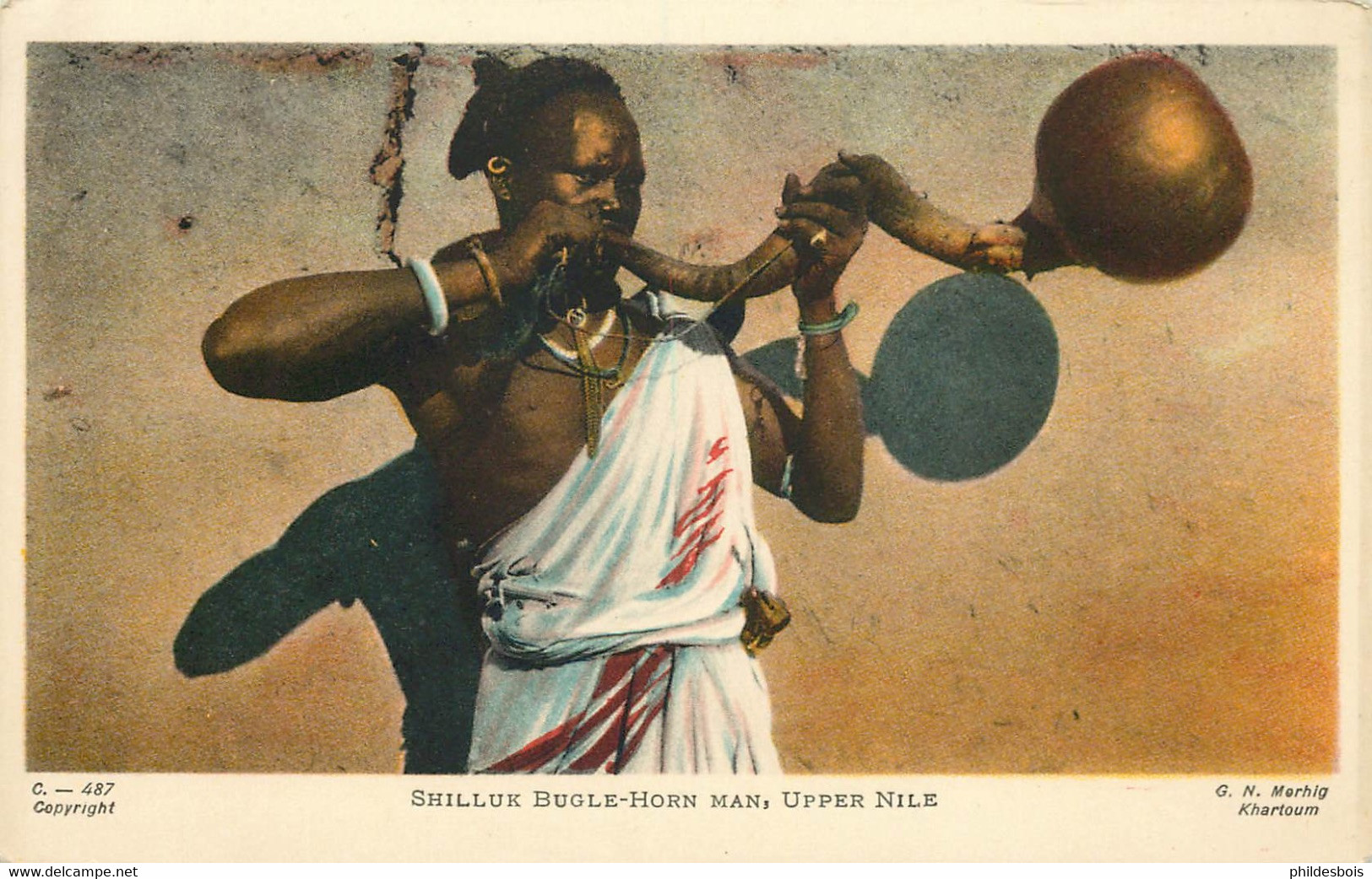 AFRIQUE  SOUDAN (édit Morhig Khartoum)  SHILLUK Bugle Horn Man - Sudan