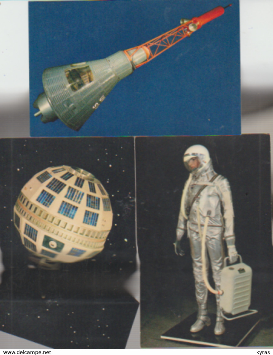 Lot 3 Cpsm 9x14. Capsule & Combinaison Spatiale Projet MERCURY + Satellite TELSAR - Espace