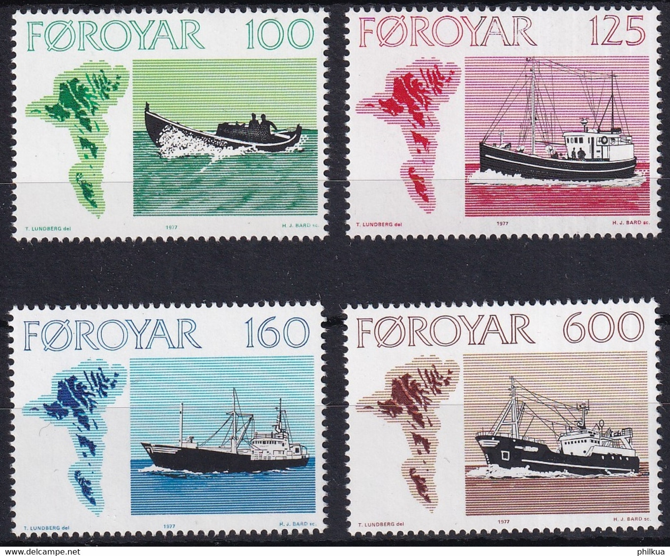 MiNr. 24 - 27 Dänemark Färöer 1977, 28. April. Fischerei-Schiffe - Postfrisch/**/MNH - Färöer Inseln