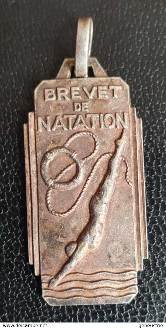 Médaille Argenté "Brevet De Natation / Fédération Française Des Maîtres Nageurs Sauveteurs" Années 30 - Natation