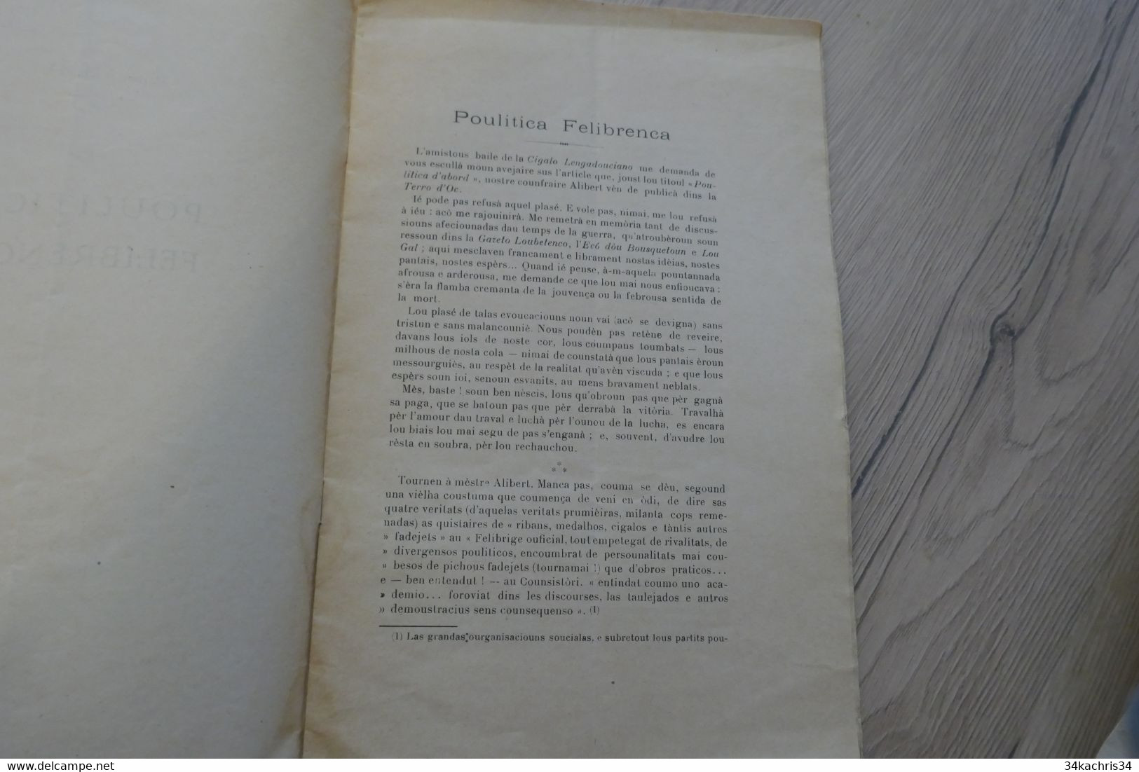 Béziers 1928 Poulitica Felibrenca Pèire Azéma Envoi De L'auteur Félibre 15p - Languedoc-Roussillon