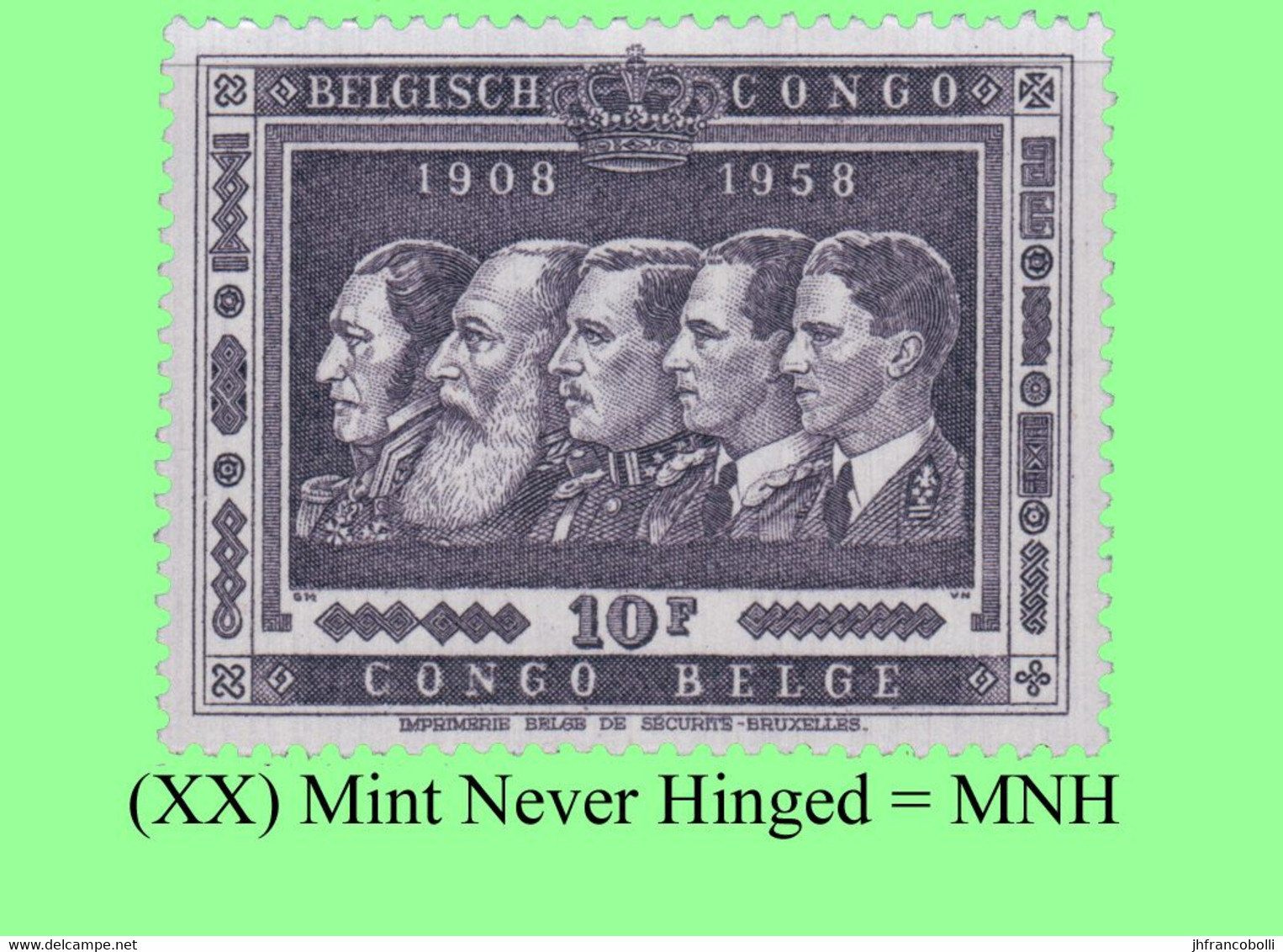 1958 ** BELGIAN CONGO / CONGO BELGE = COB 349 MNH FIVE KINGS :  BLOC OF -4- STAMPS WITH ORIGINAL GUM - Blocks & Sheetlets