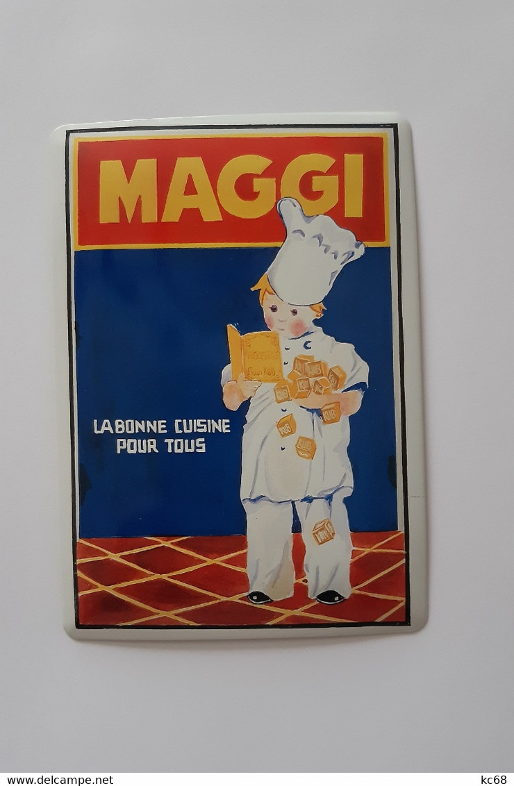 Plaque Émaillée Bombé - Publicité MAGGI 7 - Format Carte Postale - Targhe Smaltate (a Partire Dal 1961)