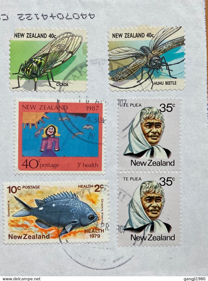 NEW ZEALAND 2007, OTAKI RAILWAY CANCELLATION,USED COVER WITH VINTAGE AIRMAIL LABEL ! INSECT 1987 CHILD PAINTING,1979 FIS - Lettres & Documents