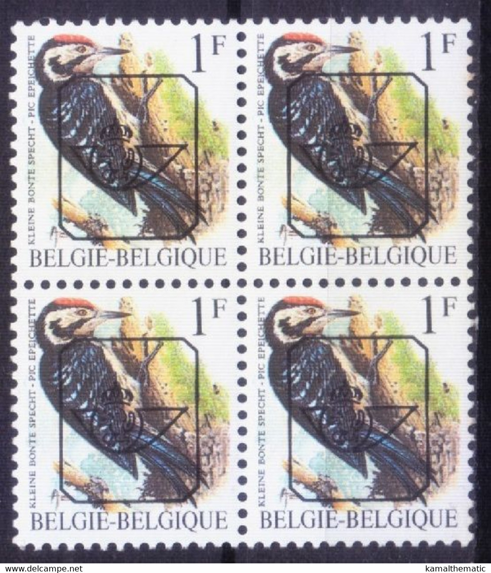 Lesser Spotted Woodpecker, Birds, Pre-cancel, Belgium 1990 MNH Blk 4 - Cuculi, Turaco