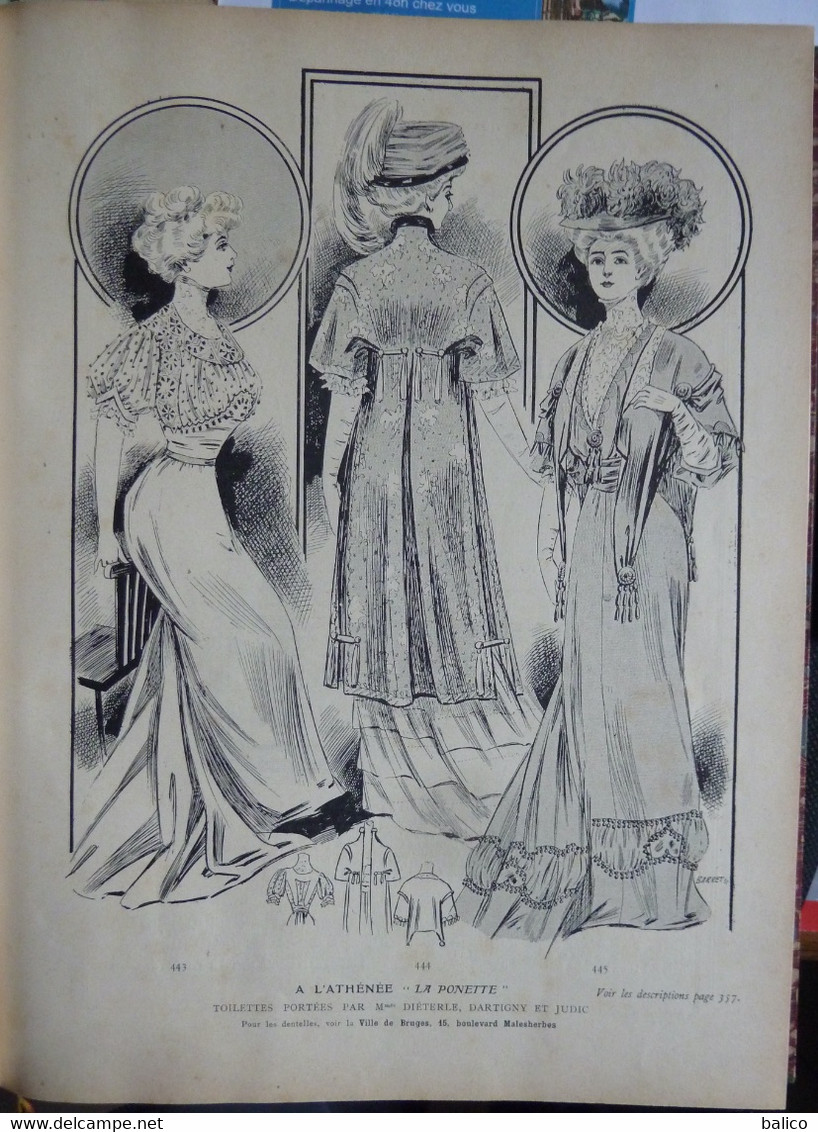 Les Grandes Modes De Paris - 1907 ( 6 Mois Reliés Dans Ce Livre De Janvier à Juin )  Planches En Couleur + Noir Et Blanc - 1900-1940