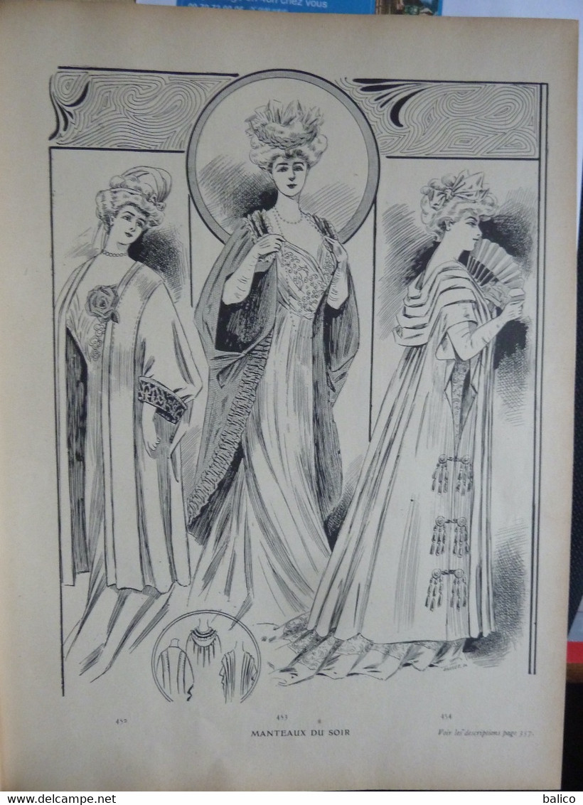 Les Grandes Modes de Paris - 1907 ( 6 mois reliés dans ce livre de Janvier à Juin )  planches en couleur + noir et blanc