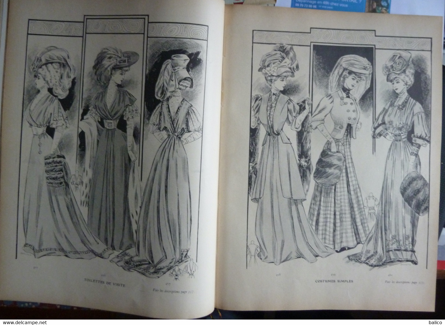 Les Grandes Modes de Paris - 1907 ( 6 mois reliés dans ce livre de Janvier à Juin )  planches en couleur + noir et blanc