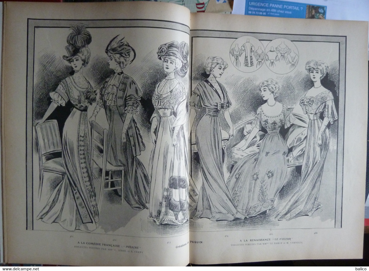 Les Grandes Modes de Paris - 1907 ( 6 mois reliés dans ce livre de Janvier à Juin )  planches en couleur + noir et blanc