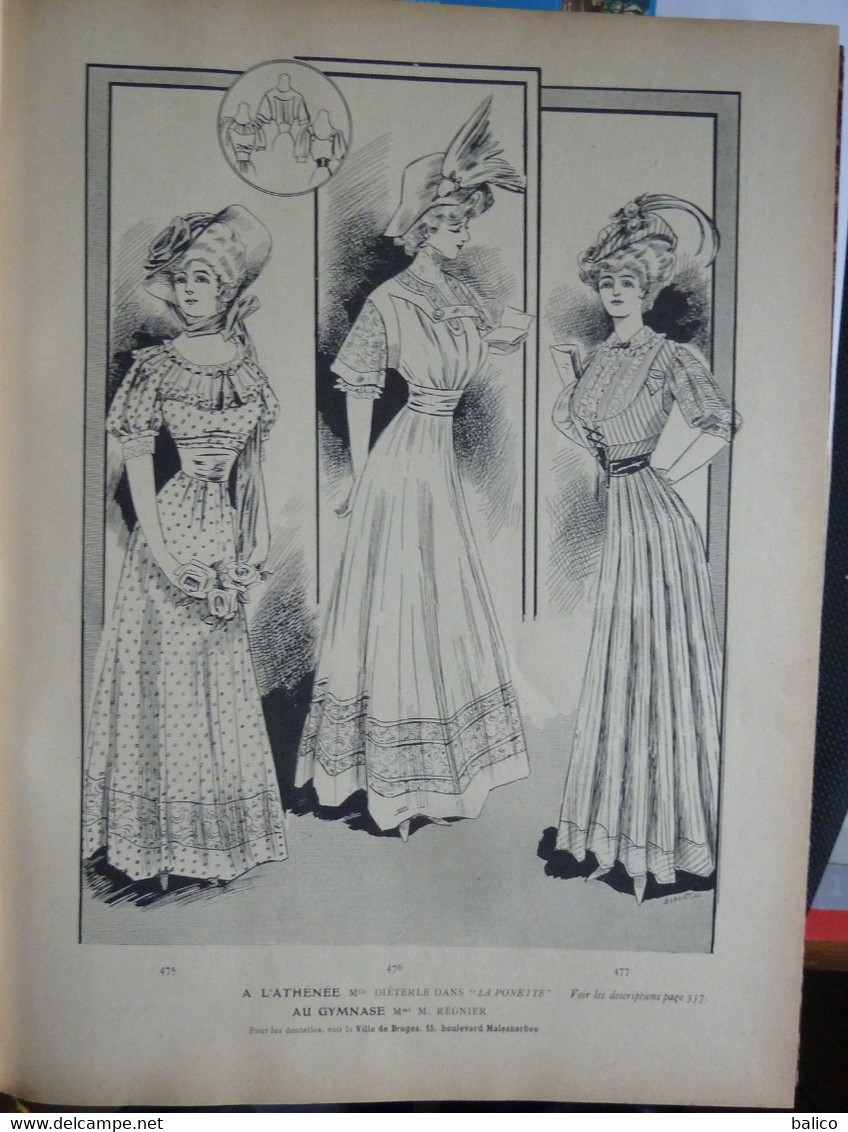 Les Grandes Modes de Paris - 1907 ( 6 mois reliés dans ce livre de Janvier à Juin )  planches en couleur + noir et blanc