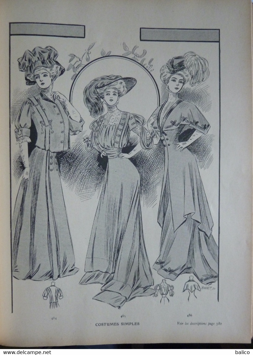 Les Grandes Modes de Paris - 1907 ( 6 mois reliés dans ce livre de Janvier à Juin )  planches en couleur + noir et blanc