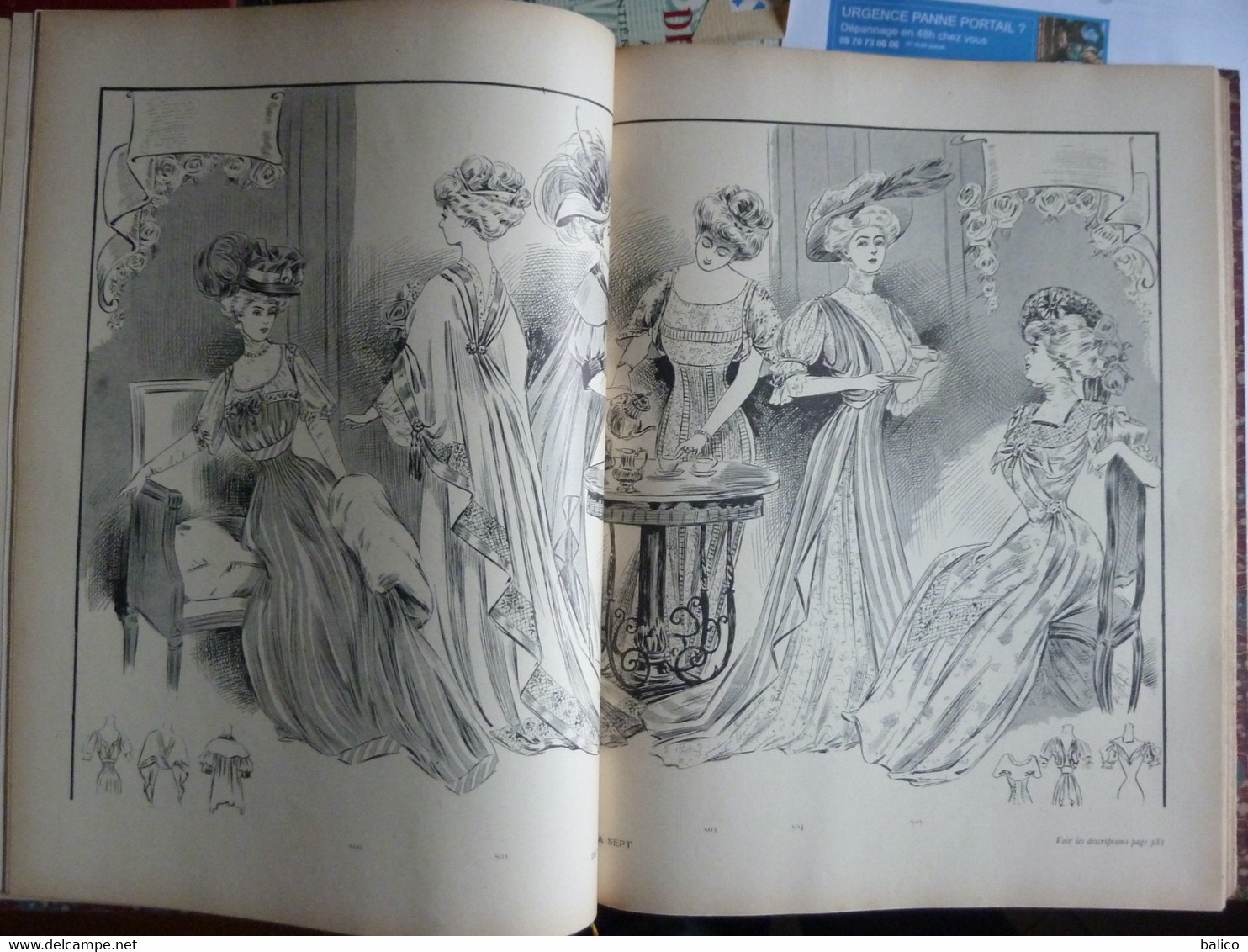 Les Grandes Modes de Paris - 1907 ( 6 mois reliés dans ce livre de Janvier à Juin )  planches en couleur + noir et blanc