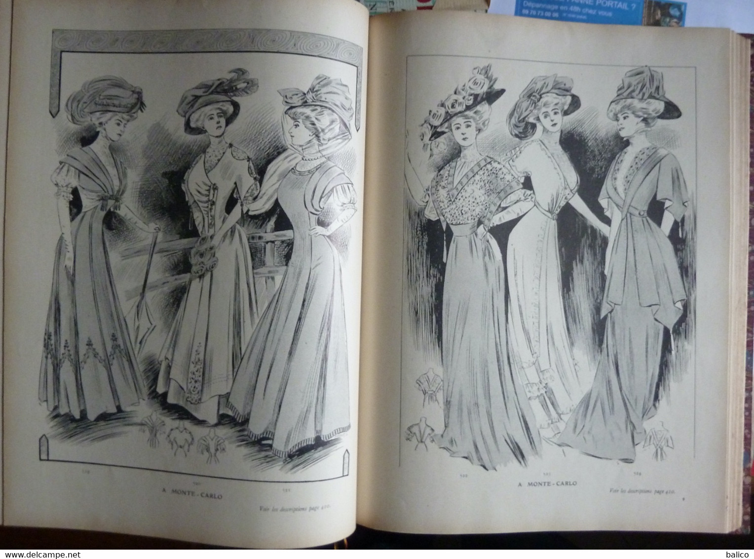 Les Grandes Modes de Paris - 1907 ( 6 mois reliés dans ce livre de Janvier à Juin )  planches en couleur + noir et blanc