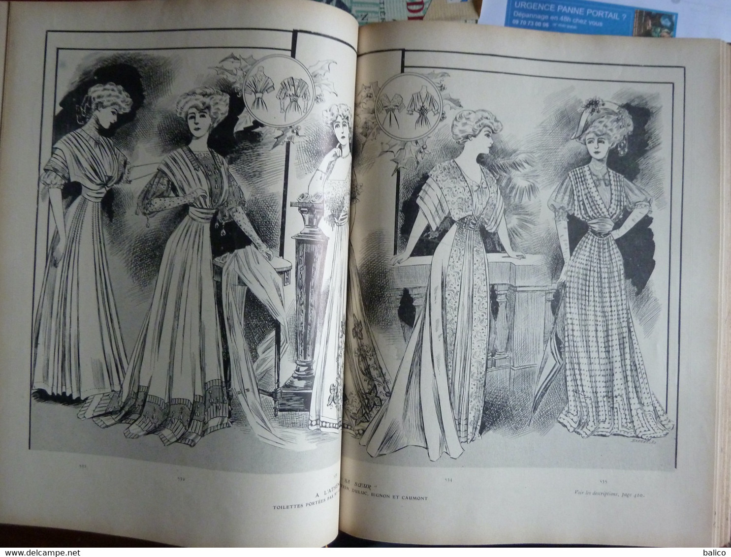 Les Grandes Modes de Paris - 1907 ( 6 mois reliés dans ce livre de Janvier à Juin )  planches en couleur + noir et blanc