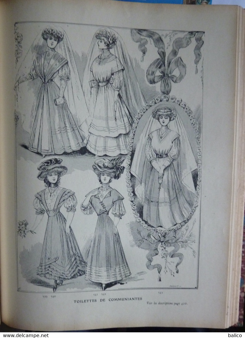 Les Grandes Modes de Paris - 1907 ( 6 mois reliés dans ce livre de Janvier à Juin )  planches en couleur + noir et blanc