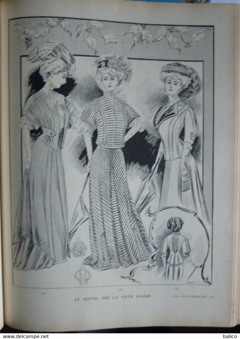 Les Grandes Modes de Paris - 1907 ( 6 mois reliés dans ce livre de Janvier à Juin )  planches en couleur + noir et blanc