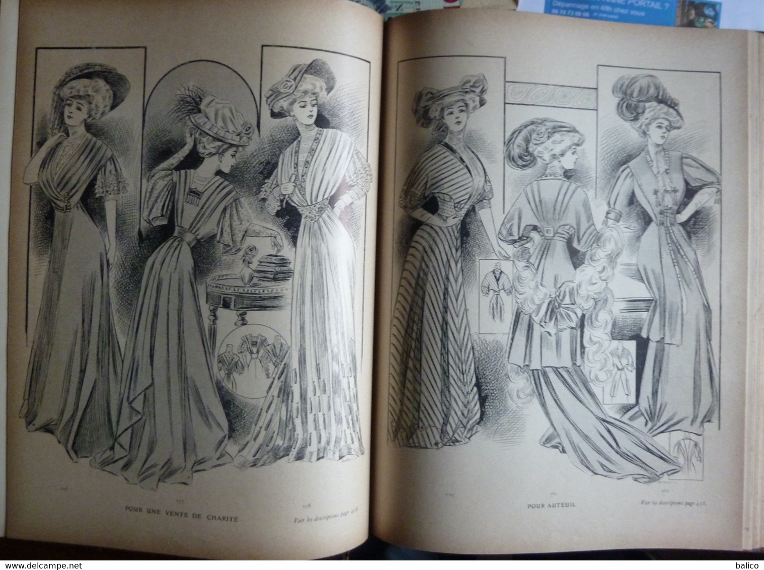 Les Grandes Modes de Paris - 1907 ( 6 mois reliés dans ce livre de Janvier à Juin )  planches en couleur + noir et blanc