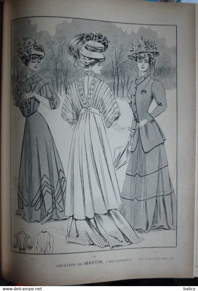 Les Grandes Modes de Paris - 1907 ( 6 mois reliés dans ce livre de Janvier à Juin )  planches en couleur + noir et blanc