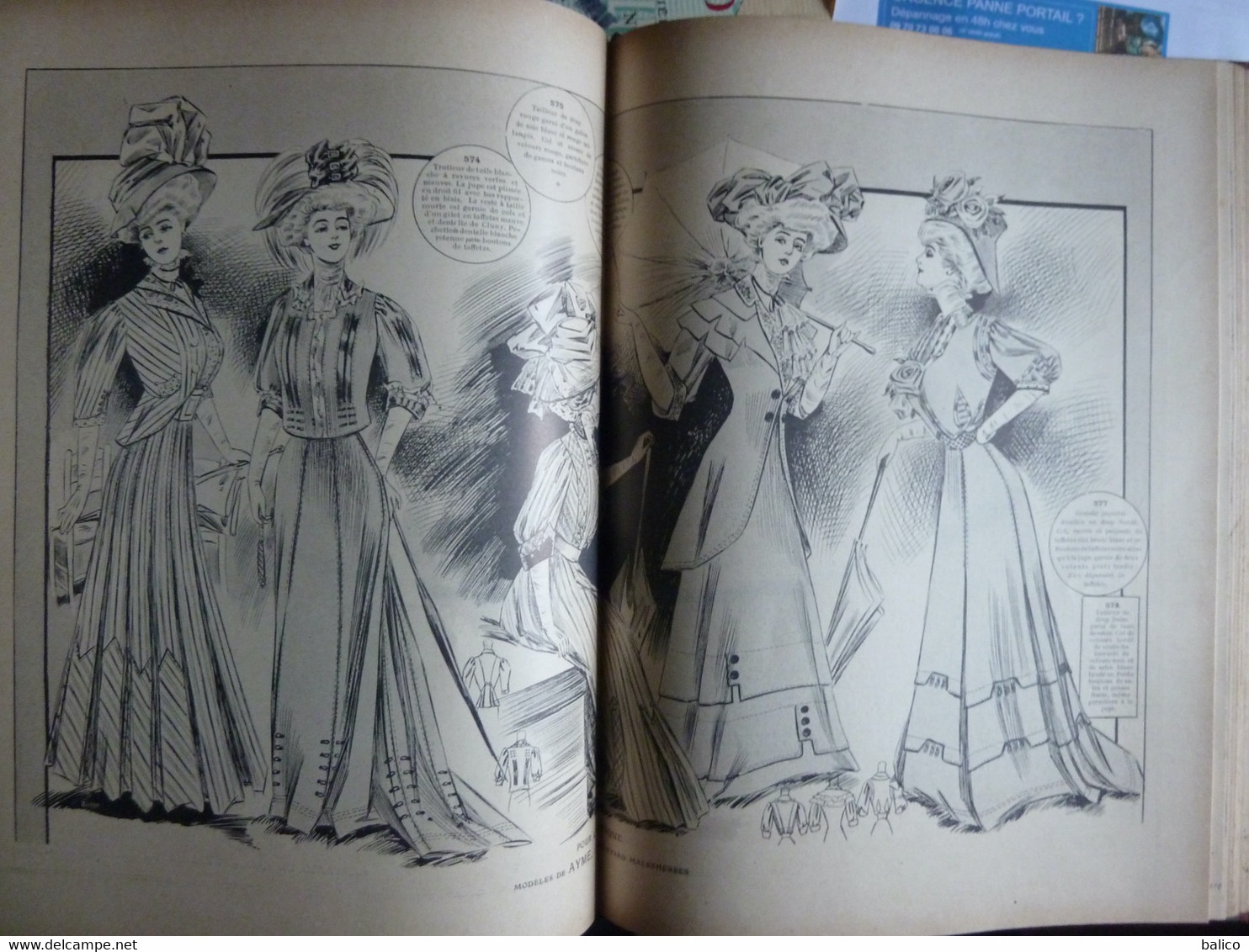 Les Grandes Modes de Paris - 1907 ( 6 mois reliés dans ce livre de Janvier à Juin )  planches en couleur + noir et blanc