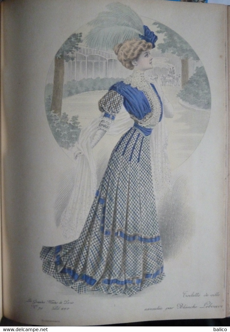 Les Grandes Modes de Paris - 1907 ( 6 mois reliés dans ce livre de Janvier à Juin )  planches en couleur + noir et blanc