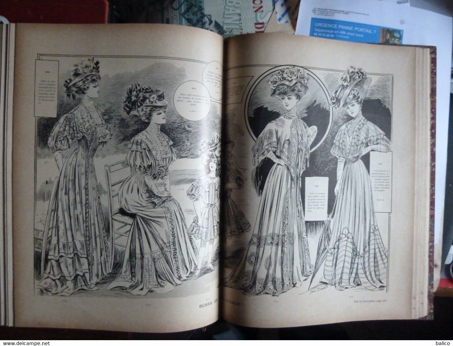 Les Grandes Modes de Paris - 1907 ( 6 mois reliés dans ce livre de Janvier à Juin )  planches en couleur + noir et blanc