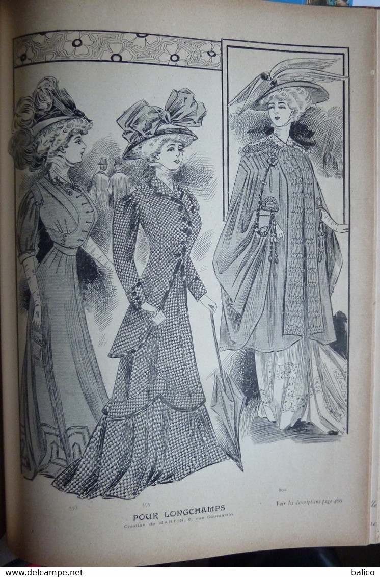 Les Grandes Modes de Paris - 1907 ( 6 mois reliés dans ce livre de Janvier à Juin )  planches en couleur + noir et blanc