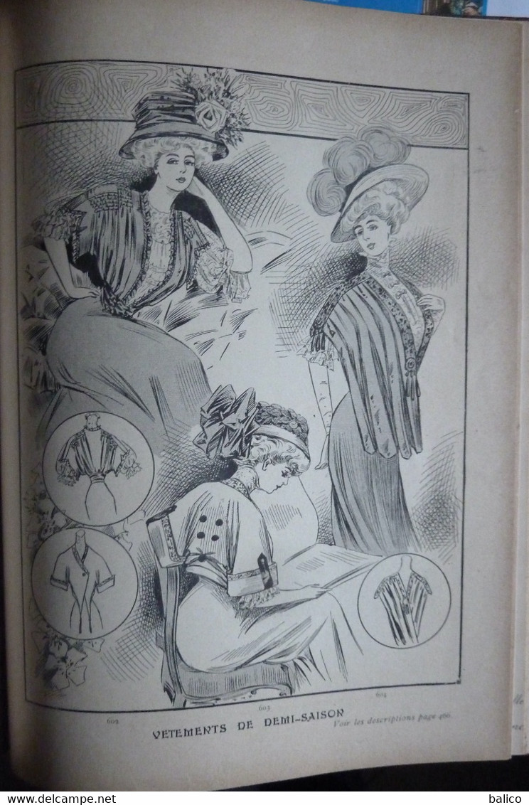 Les Grandes Modes de Paris - 1907 ( 6 mois reliés dans ce livre de Janvier à Juin )  planches en couleur + noir et blanc