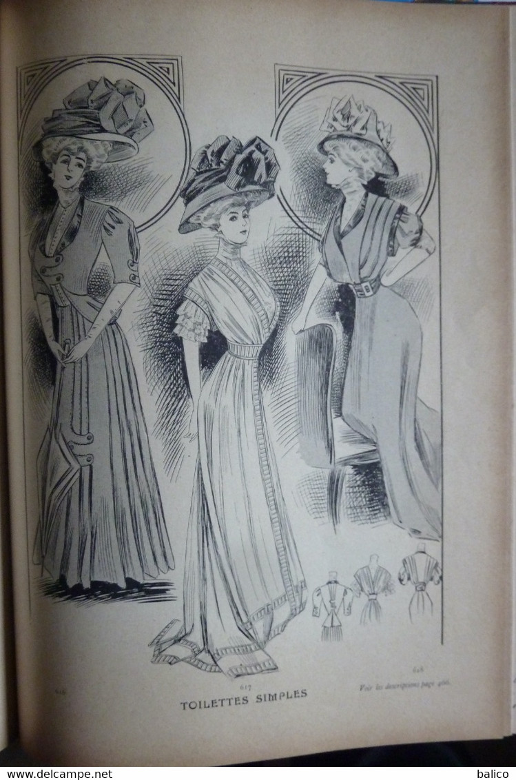 Les Grandes Modes de Paris - 1907 ( 6 mois reliés dans ce livre de Janvier à Juin )  planches en couleur + noir et blanc