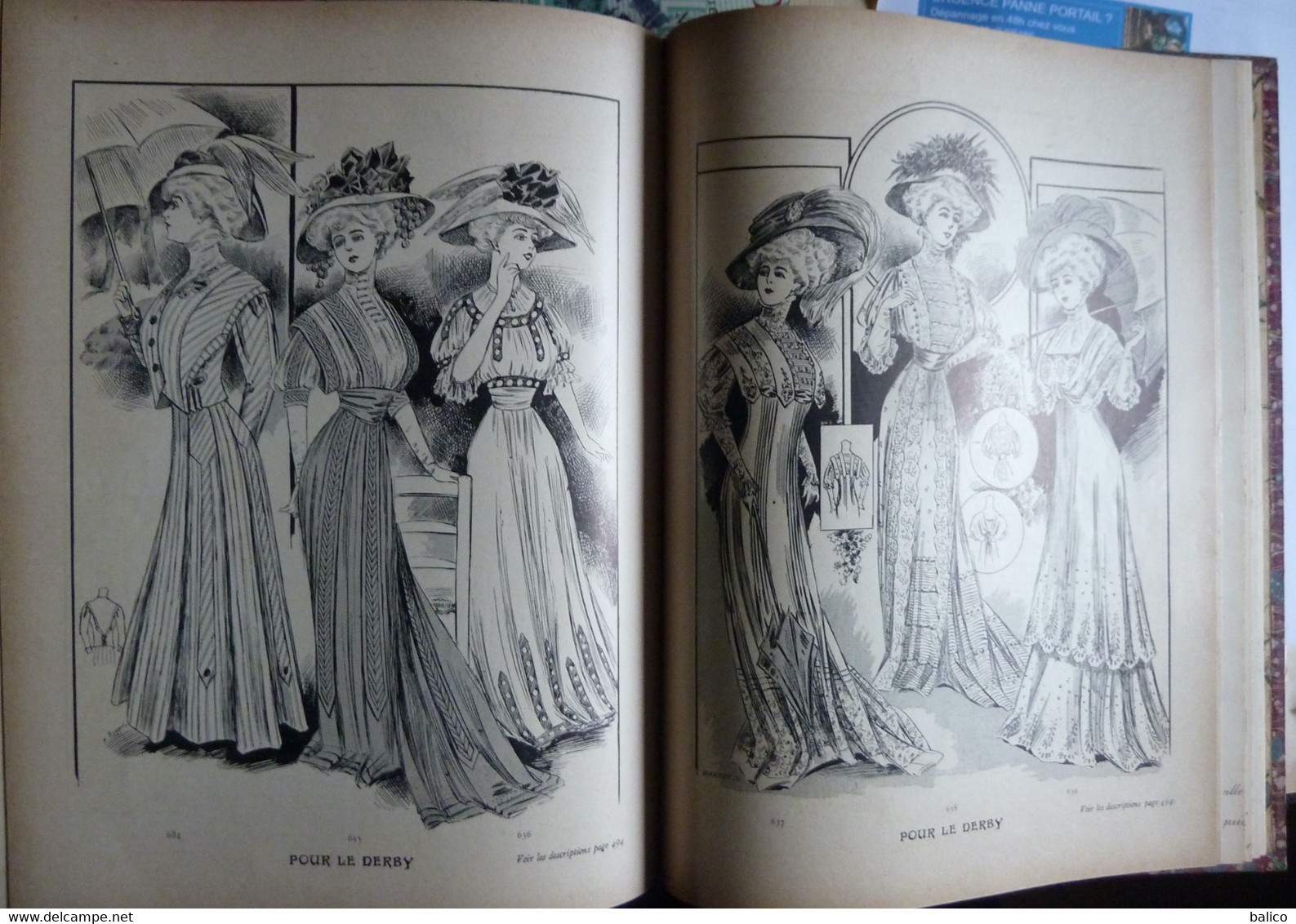 Les Grandes Modes de Paris - 1907 ( 6 mois reliés dans ce livre de Janvier à Juin )  planches en couleur + noir et blanc