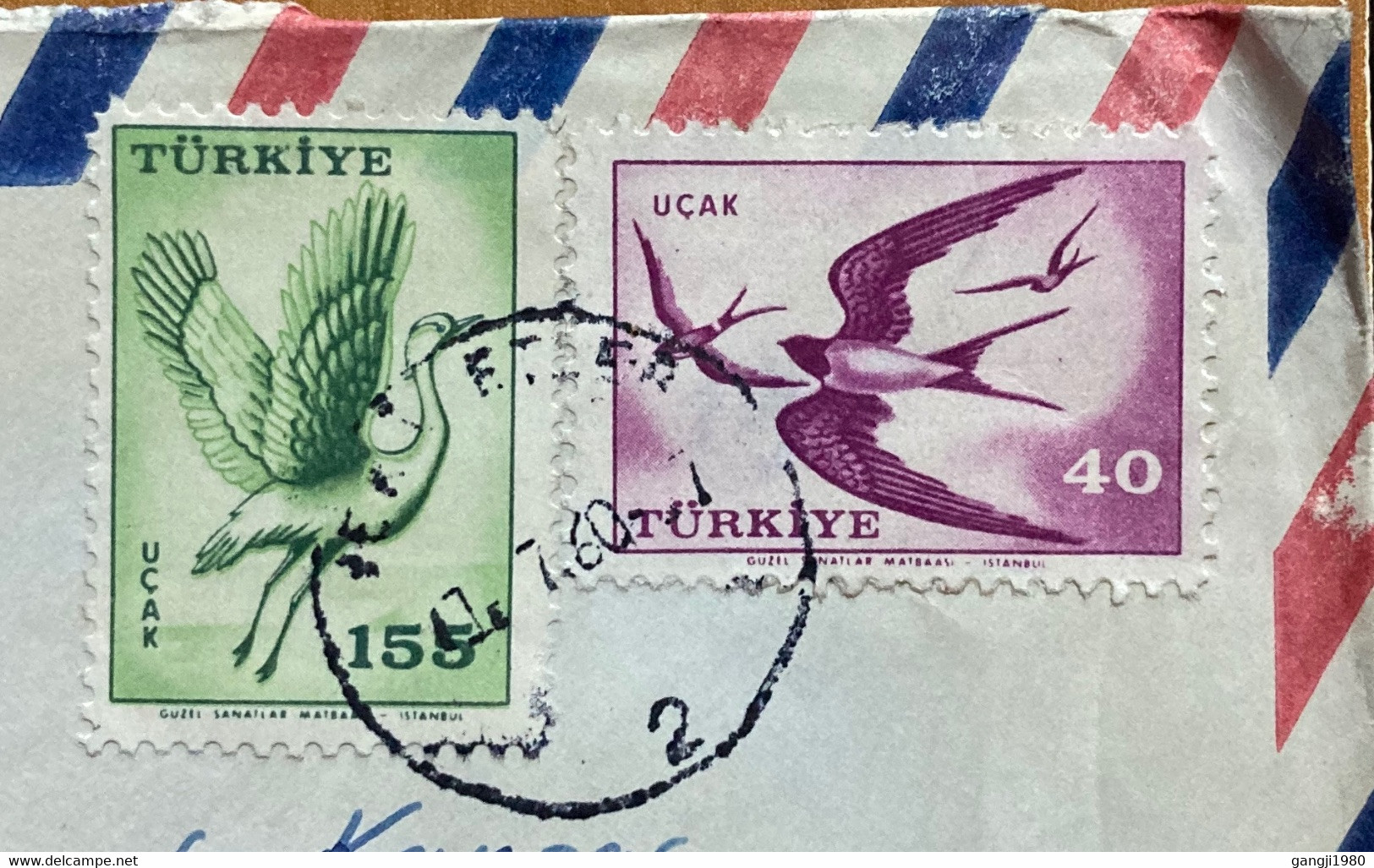 TURKEY 1960, AIRMAIL BIRD USED COVER TO USA 2 DIFFERENT BIRD STAMPS - Covers & Documents