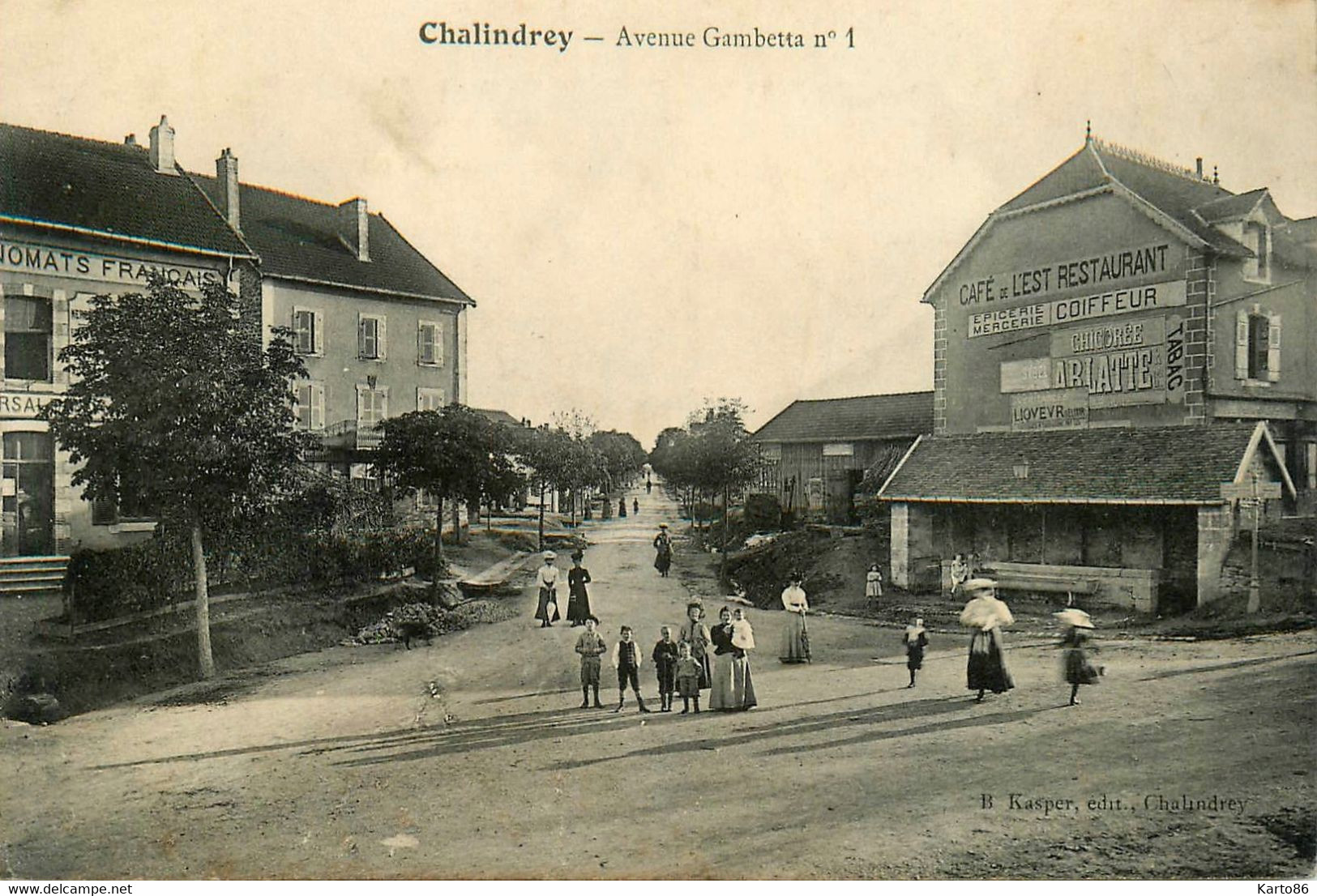 Chalindrey * Avenue Gambetta N°1 * Café De L'Est Restaurant Coiffeur Débit De Tabac Tabacs TABAC * Villageois - Chalindrey