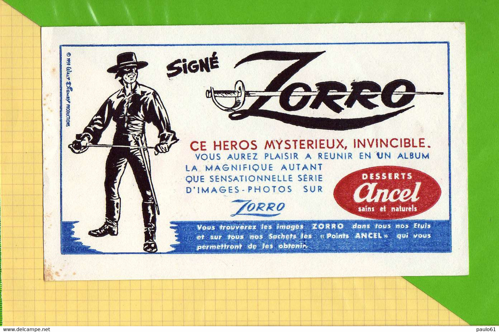 BUVARD @ Blotting Paper : Desserts ANCEL  Signé  ZORRO - Dulces & Biscochos