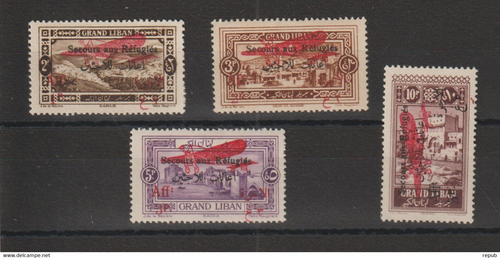 Grand Liban 1926 PA 17-20, 4 Val * Charnière MH - Poste Aérienne